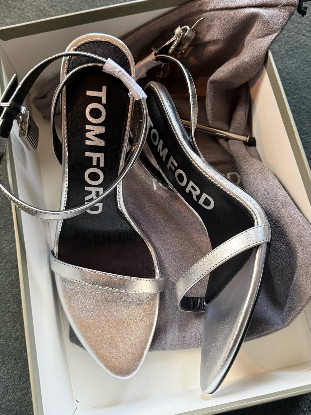 Tom Ford Silver Padlock Heel - Picture 2 of 5
